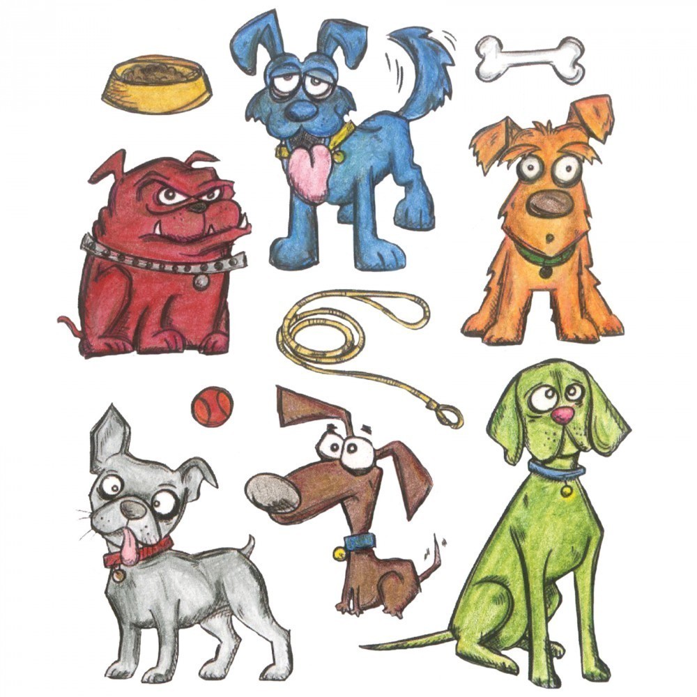 Sizzix Tim Holtz Stamp Set 10PK Crazy Dogs CMS271