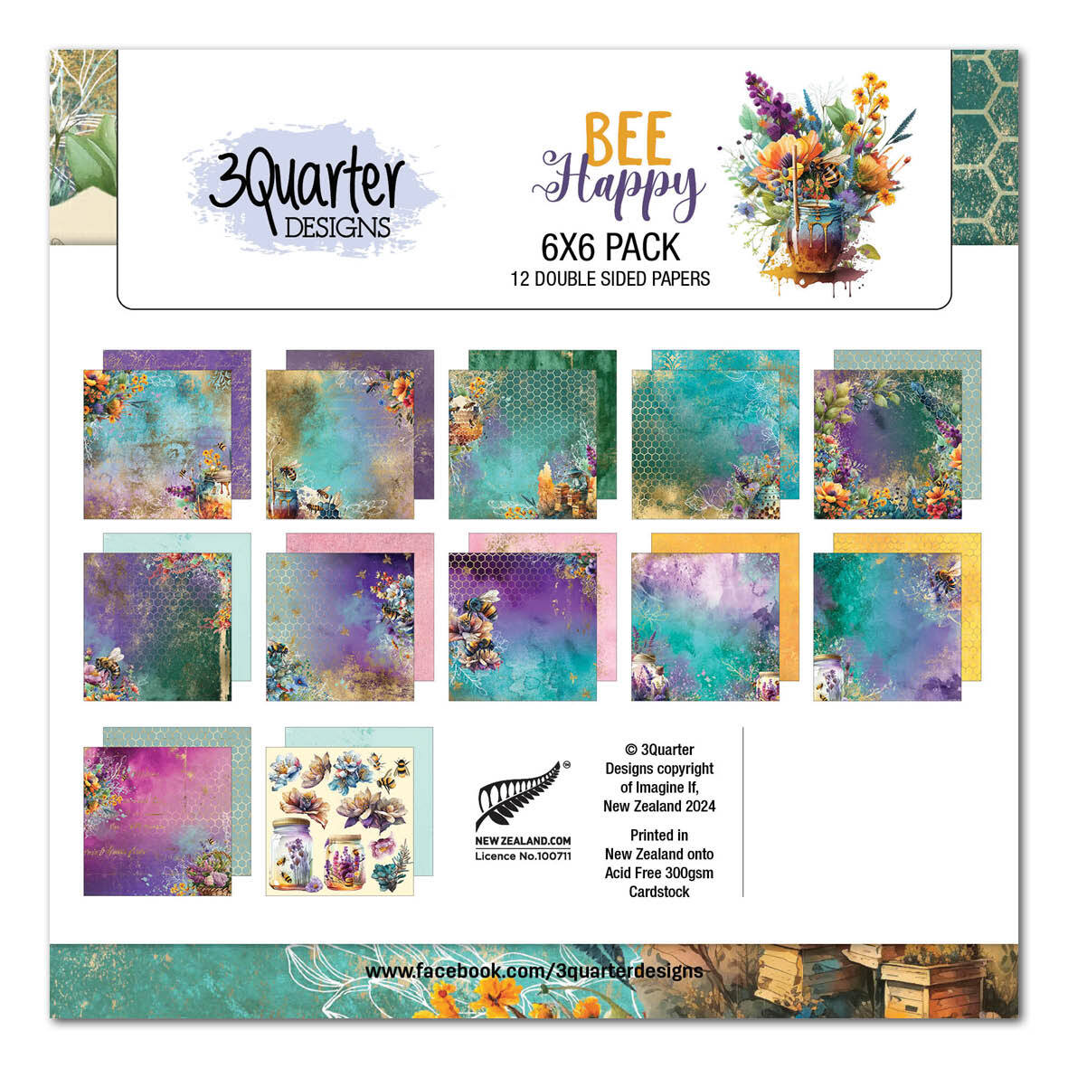3Quarter Designs - Bee Happy - 6x6 Pack