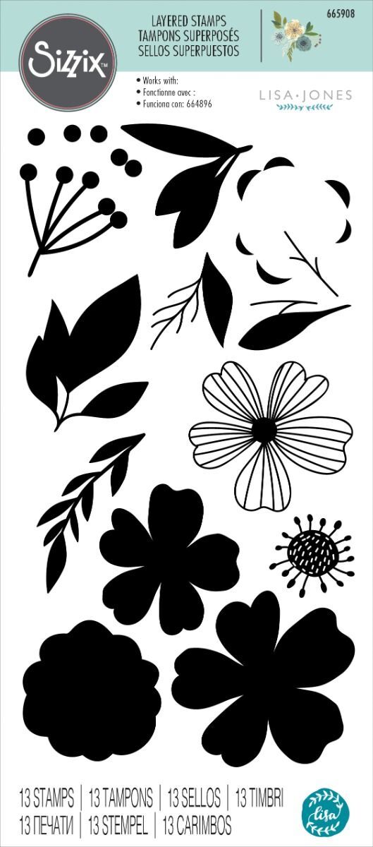 Sizzix Layered Clear Stamps Set 13PK Blossoms
