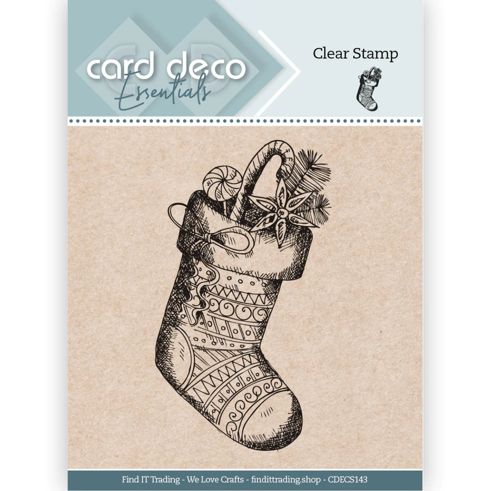 Card Deco Essentials - Clear Stamps - Christmas in Blues - Stocking - CDECS142