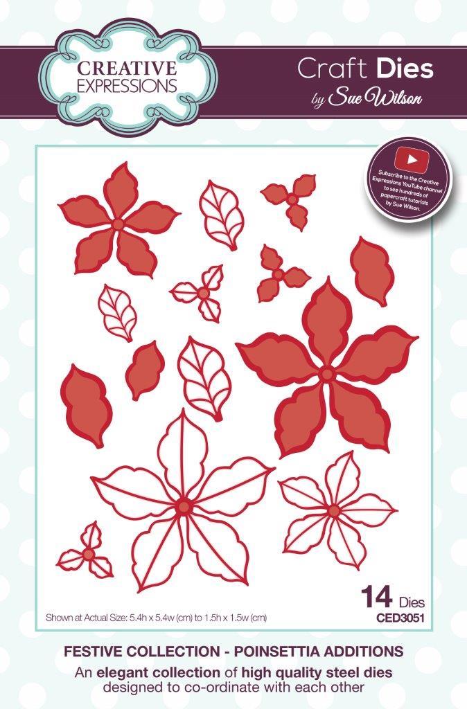 sue wilson dies festive collection poinsettia additions festive templates