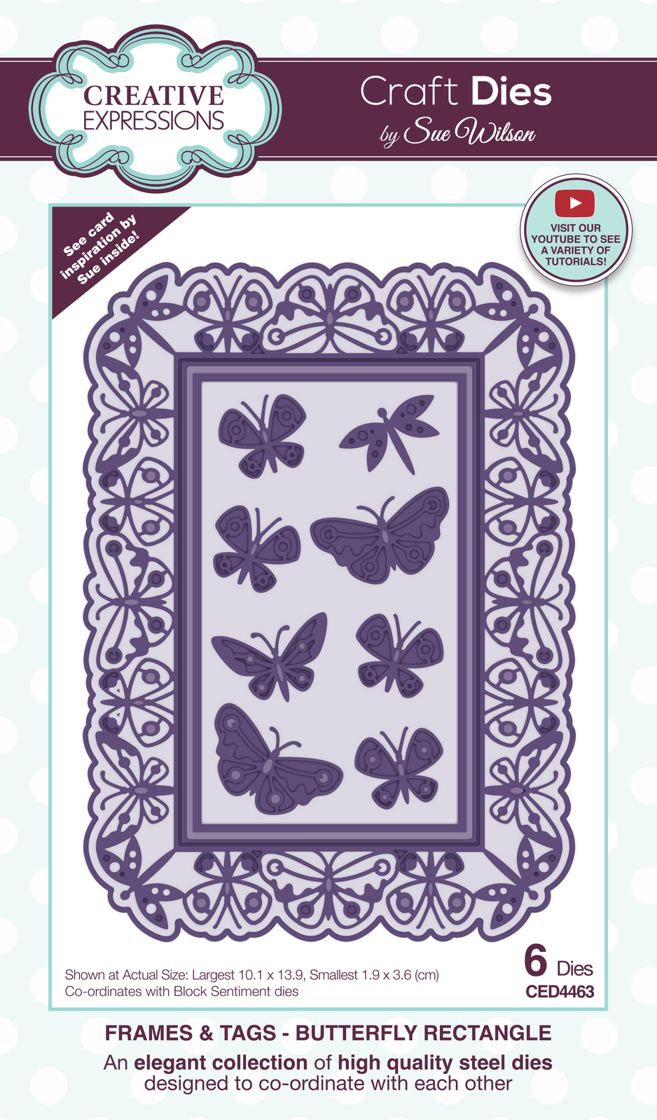 Creative Expressions Sue Wilson Frames and Tags Butterfly Rectangle Craft Die