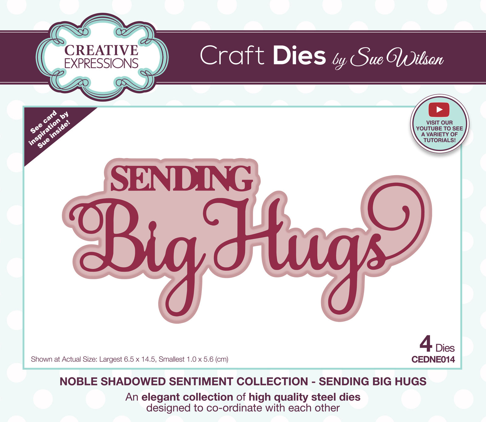 Sue Wilson Noble Shadowed Sentiments Collection Sending Big Hugs CEDNE014