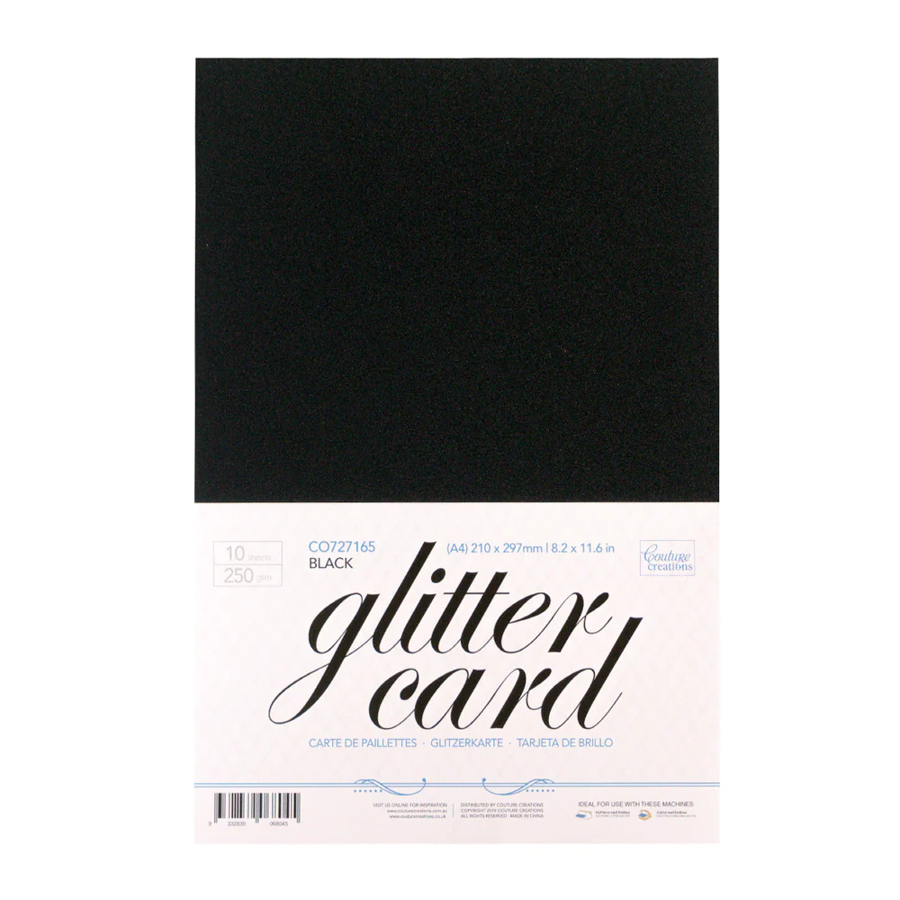 Couture Creations 250GSM A4 Glitter Card Stock - Pack of 10 - Black