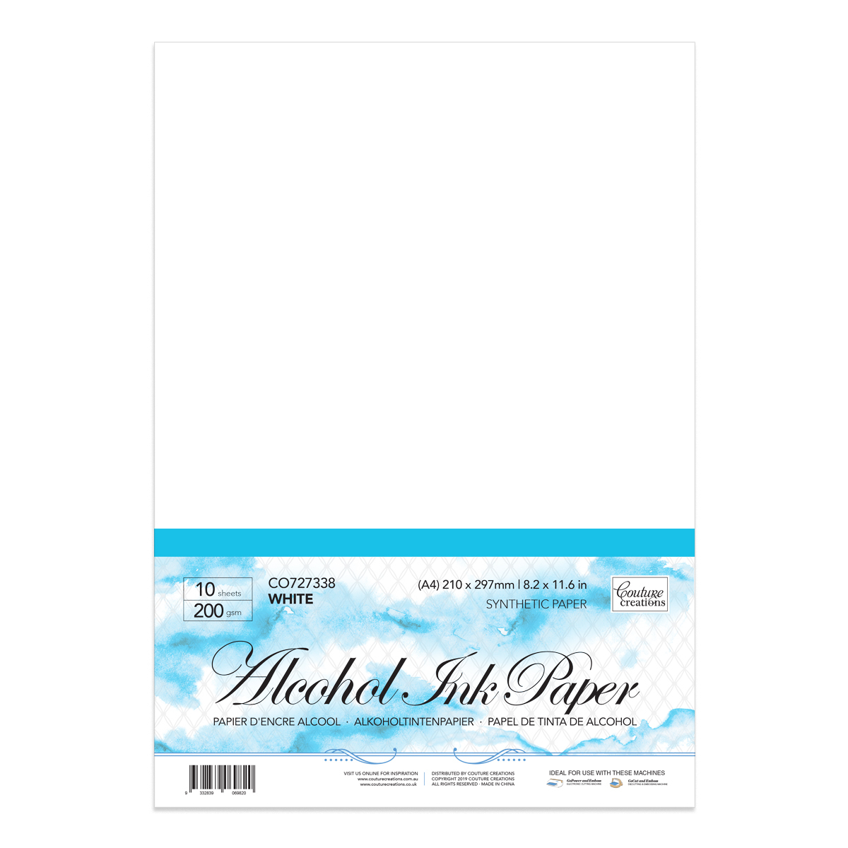 Couture Creations Alcohol Ink White Synthetic Paper A4 10pk 200gsm