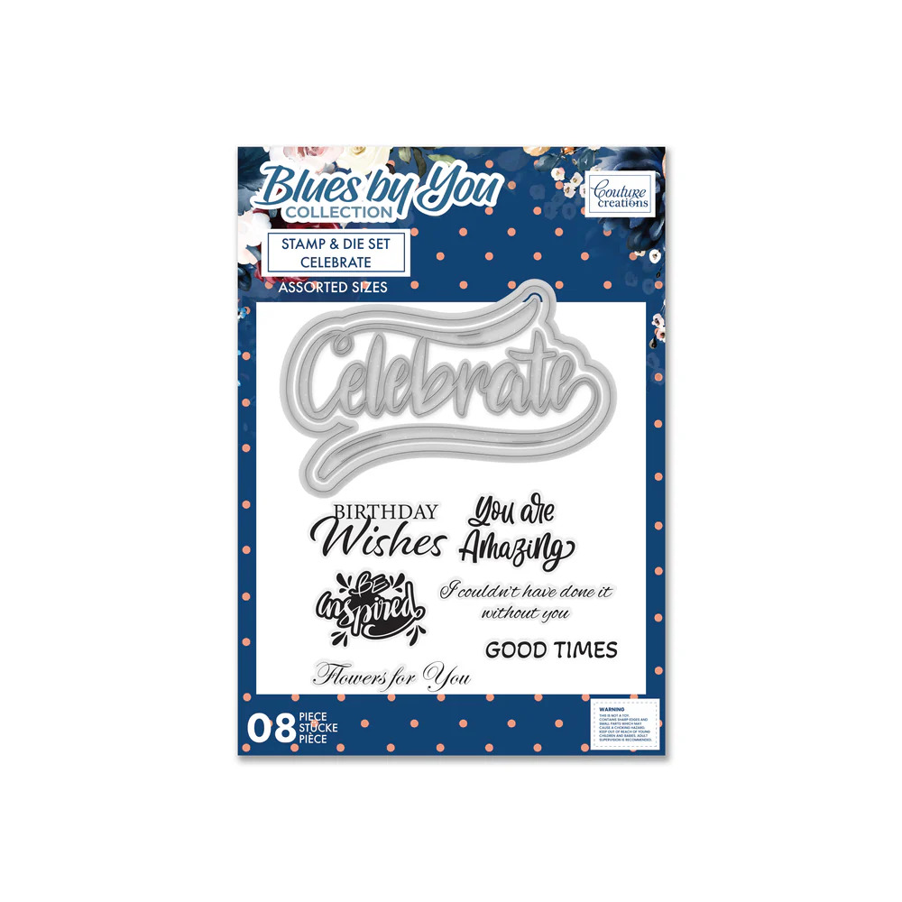 Couture Creations - Blues By You - Celebrate Stamp And Die Set