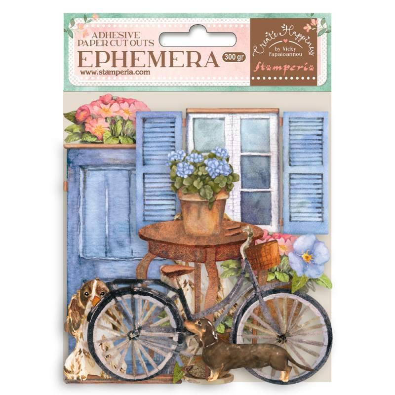 Stamperia Ephemera Create Happiness Welcome Home Bicycle And Flowers DFLCT13