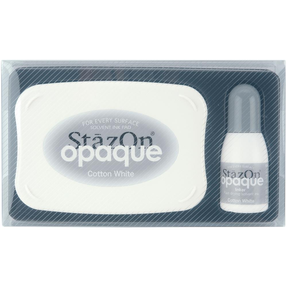 StazOn Ink Pad Opaque Cotton White Ink Kit
