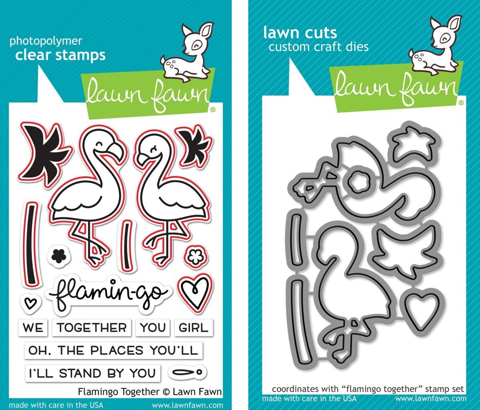 Lawn Fawn Flamingo Together Stamp+Die Bundle