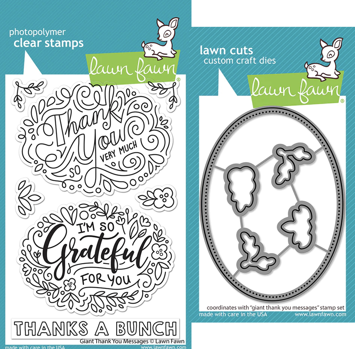 Lawn Fawn Giant Thank you Messages Stamp+Die Bundle