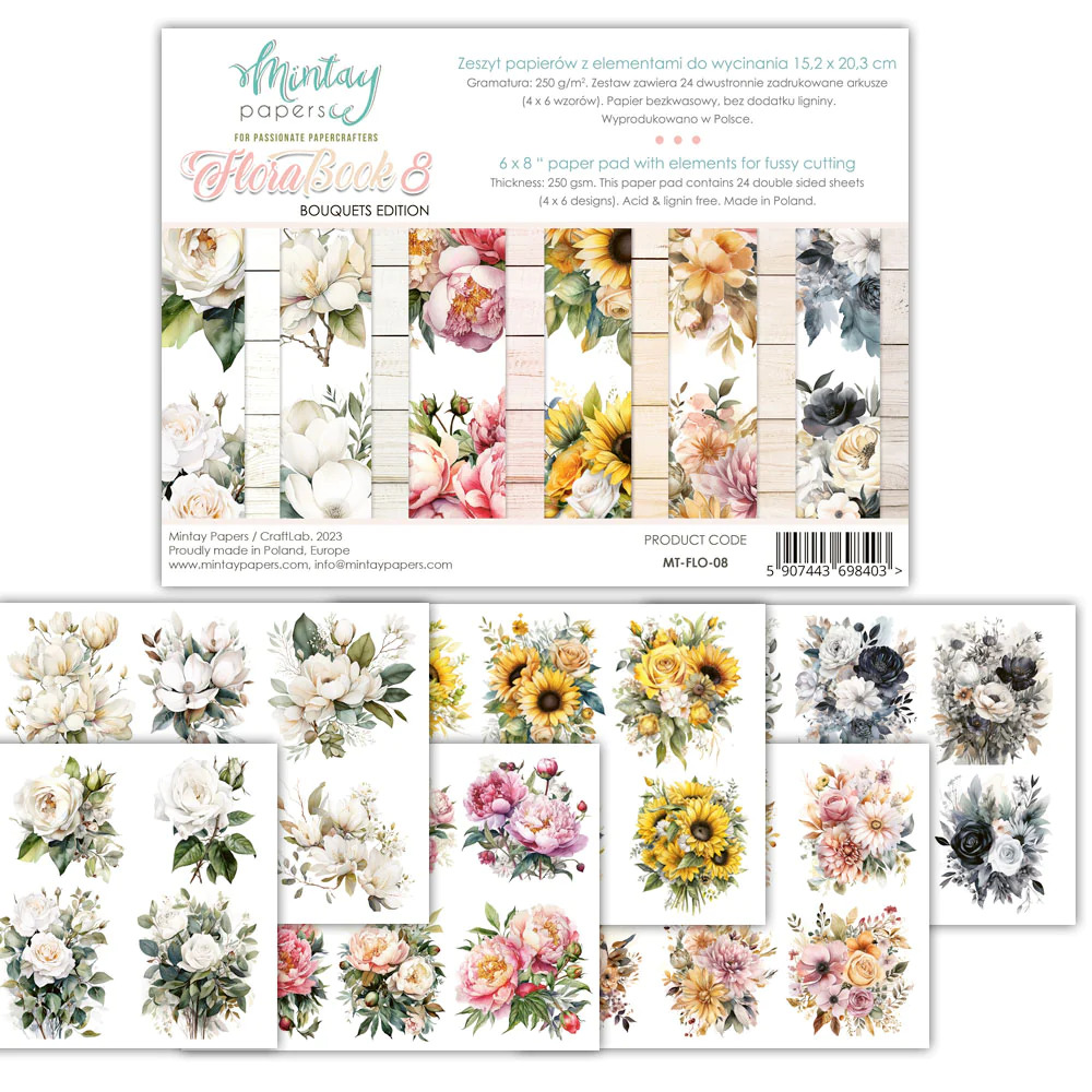 Mintay Papers 6x8 Booklets 240gsm 24 Sheets Flora Book 8