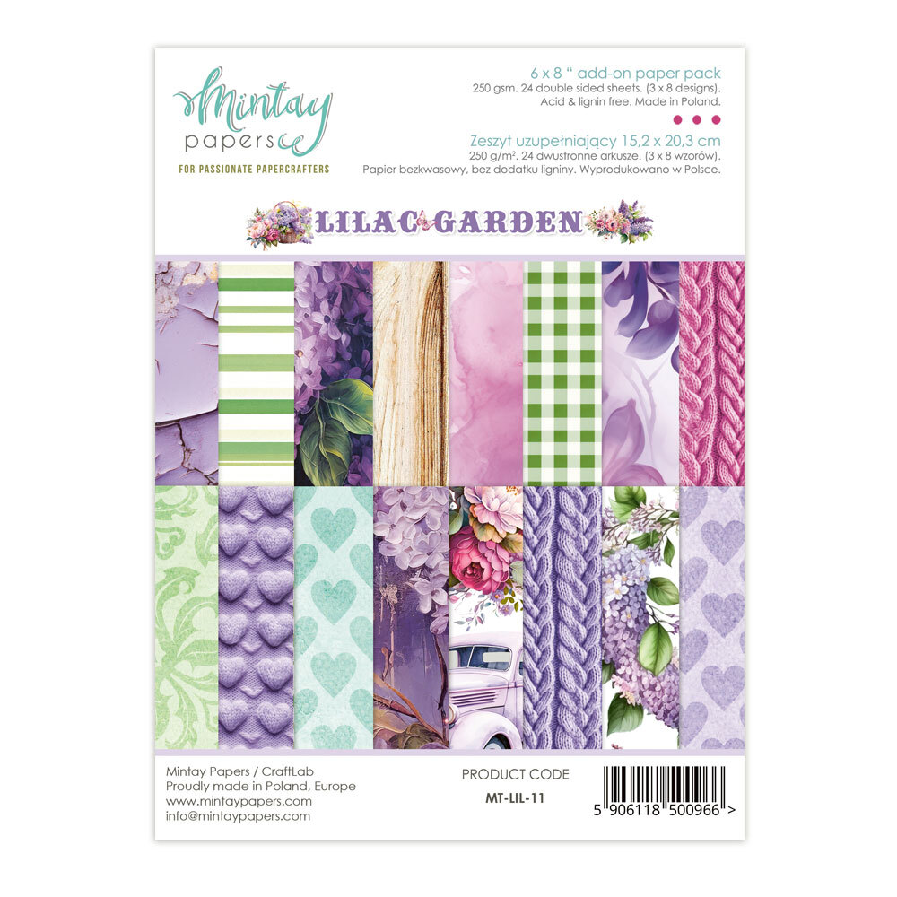 Mintay Papers 6x8 Add-on Paper Pack 240gsm 24 Sheets Lilac Garden