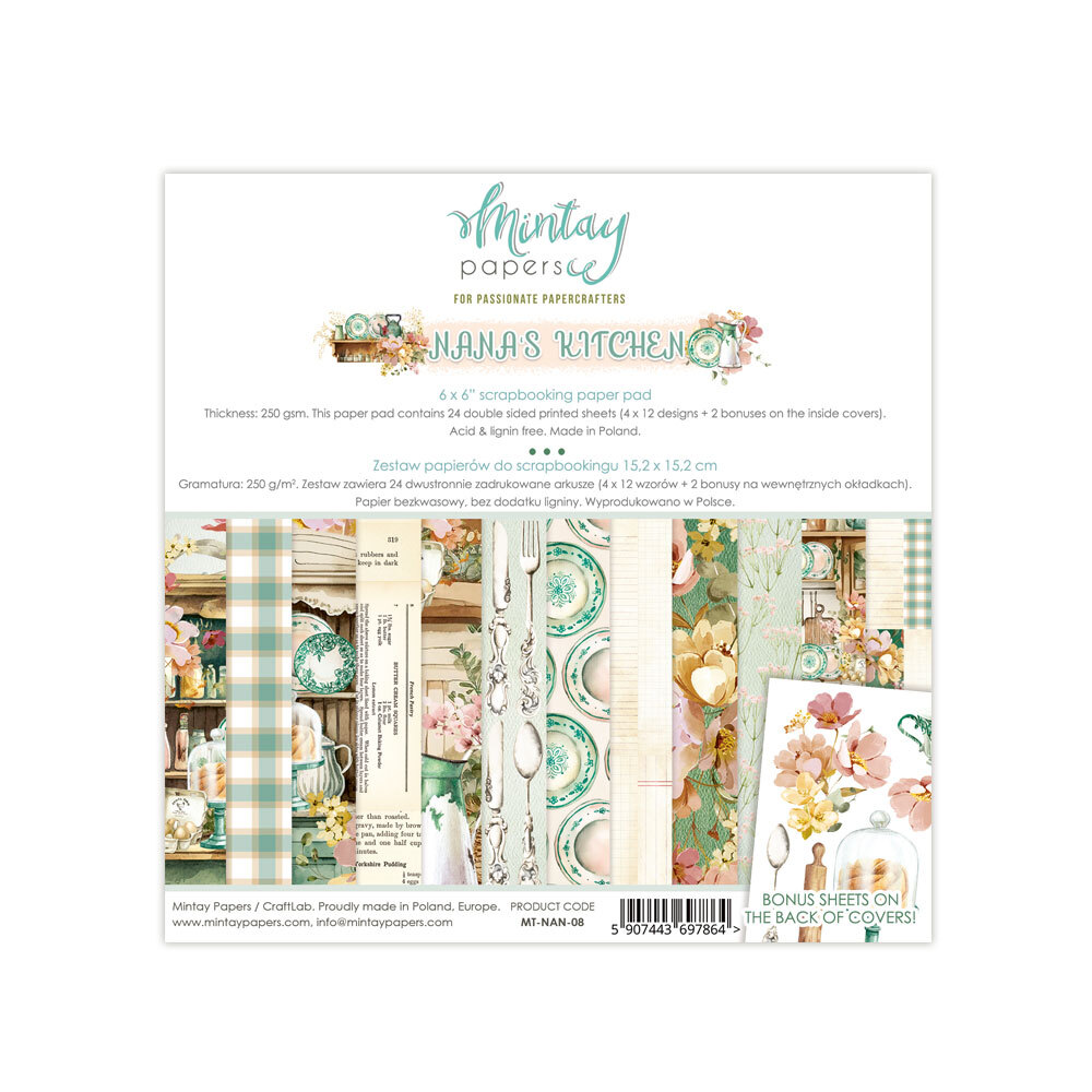 Mintay Papers 6x6 Papers 240gsm 24 Sheets Nana’s Kitchen