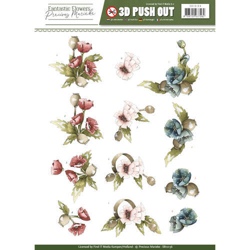 Precious Marieke 3D Decoupage A4 Sheet Fantastic Flowers
