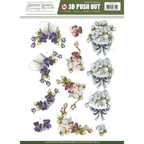 Precious Marieke 3D Decoupage A4 Sheet Fantastic Flowers