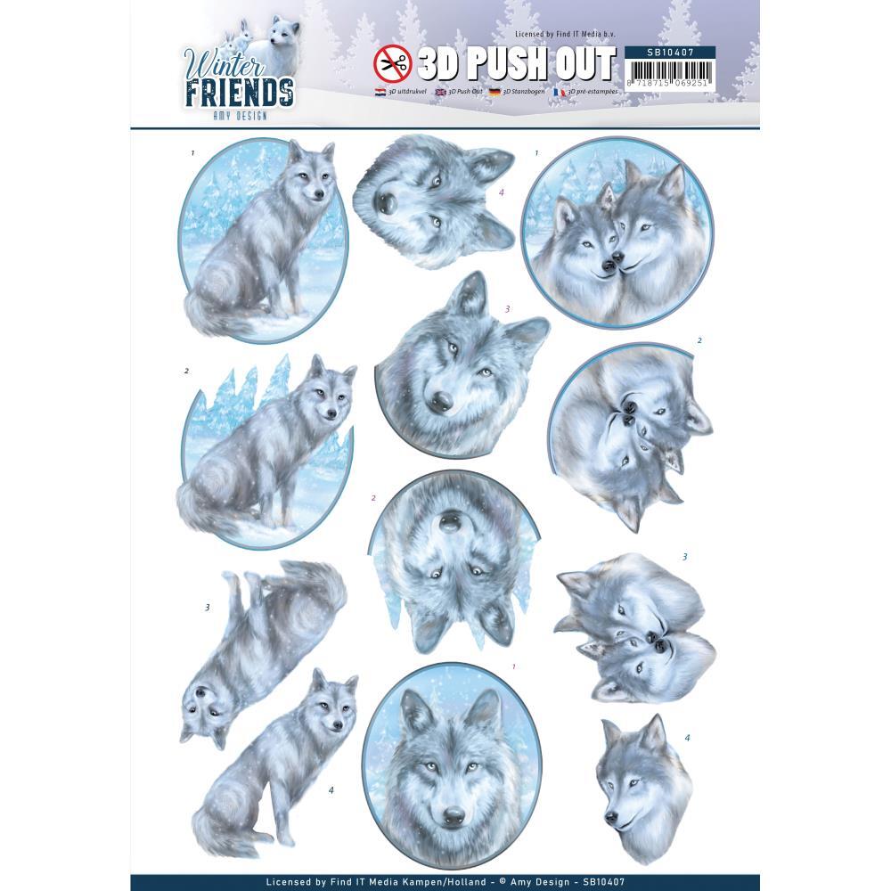 Amy Design 3D Decoupage A4 Sheet Winter Friends Winter Wolves