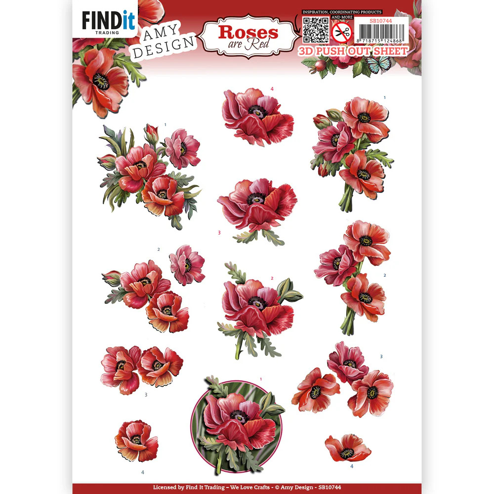 Amy Design 3D Pushout - Roses Are Red - Poppies - SB10744
