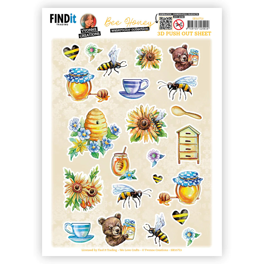 Yvonne Creations 3D Pushout - Bee Honey - Small Elements A - SB10753