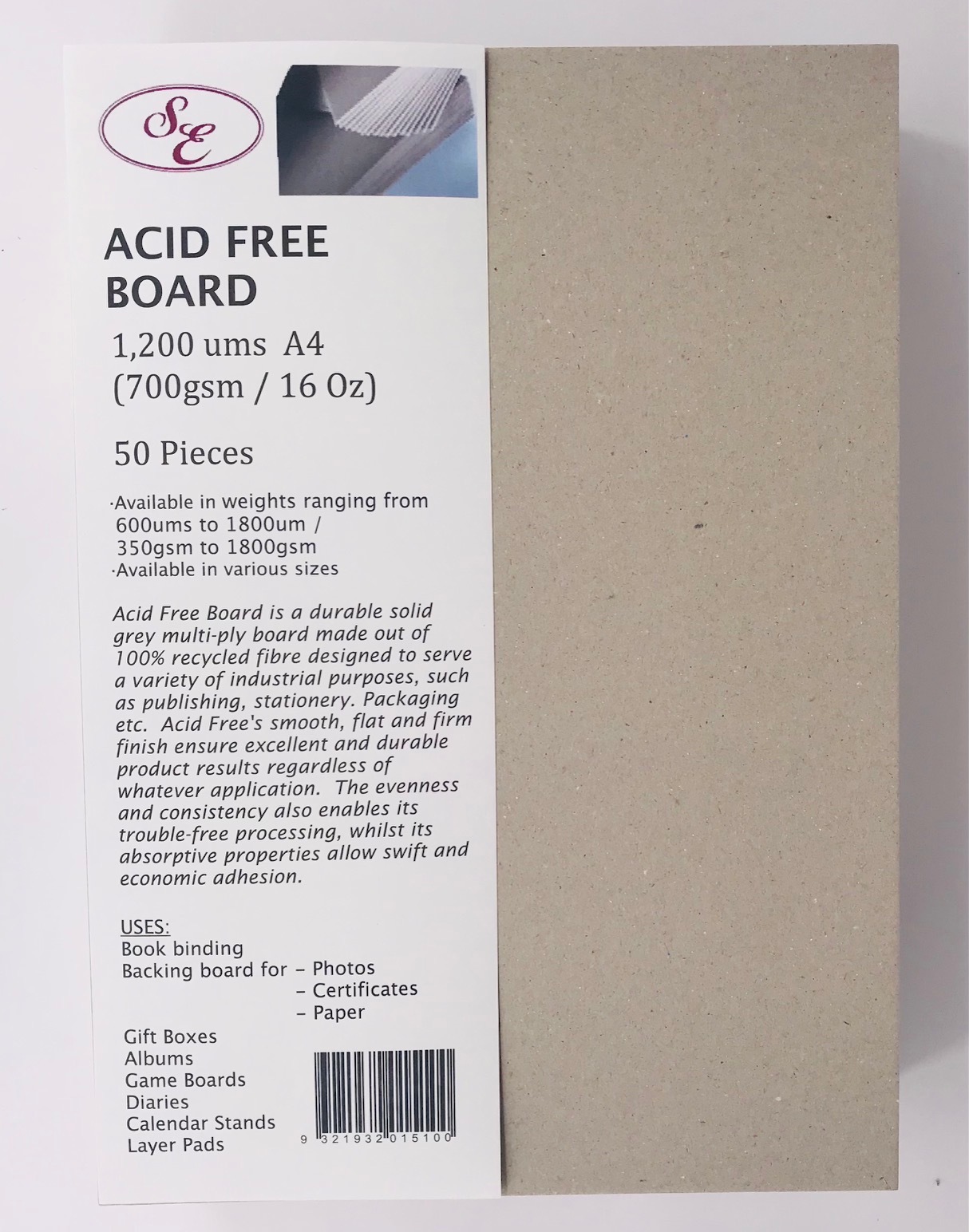 A4 1.2mm Thick Chipboard 50 Sheets 700gsm 1200ums