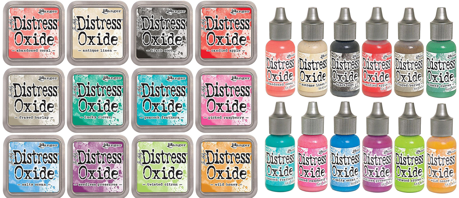 Tim Holtz Distress Oxide Ink Pads And ReInkers 12 Colours Set 2