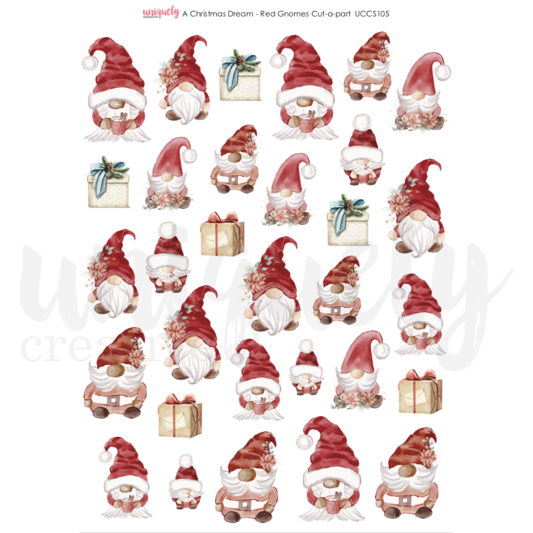 Uniquely Creative Cut-a-Part Sheet A Christmas Dream Red Gnomes