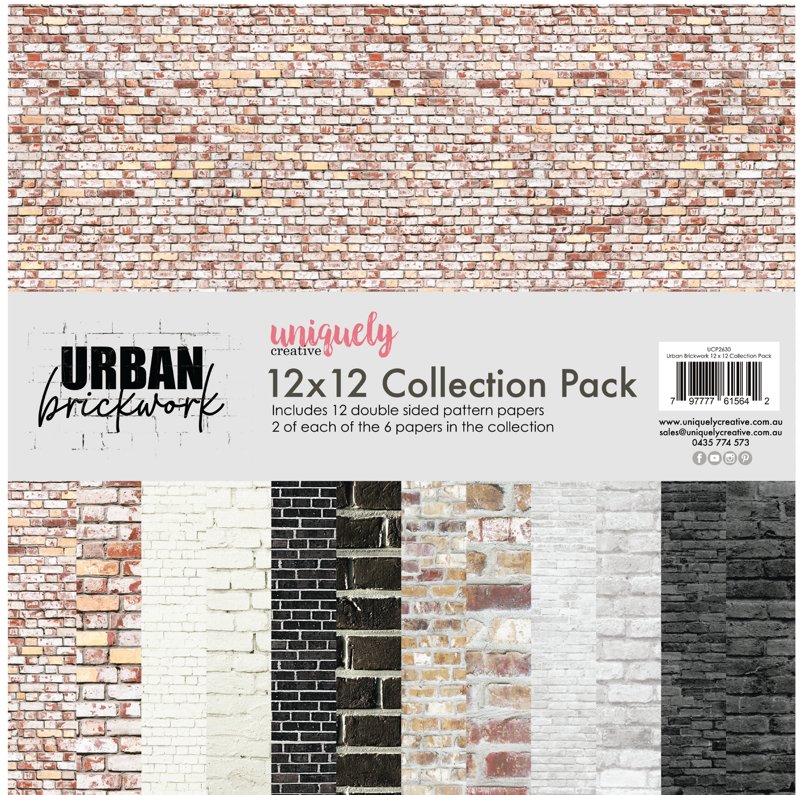 Uniquely Creative 12x12 Cardstock 210gsm Urban Brickwork