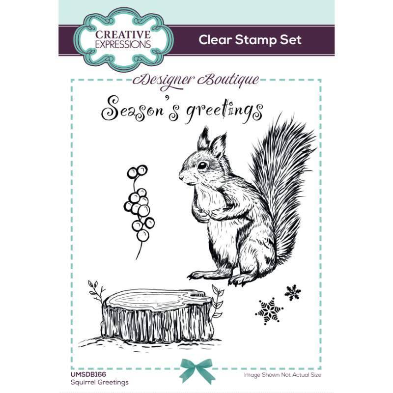 Creative Expressions Designer Boutique Squirrel Greetings 4 in x 6 in Stamp Set UMSDB166
