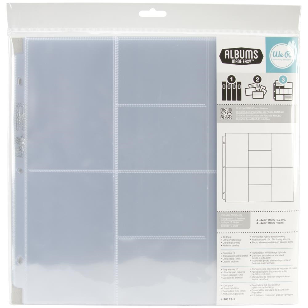 12x12 Album Refills Page Protectors Fits 12 x 12 Three Ring Albums