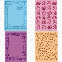 CUTTLEBUG Embossing Folder Set Mini Monsters 2 x A2 size folders and 2 larger 5x7 folders