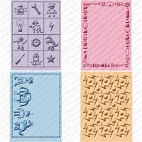 CUTTLEBUG Embossing Folder Set Robotz 2 x A2 size folders and 2 larger 5x7 folders