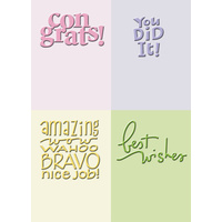 CUTTLEBUG Embossing Folder Congrats Congratulations 2x2.75 (Set of 4)