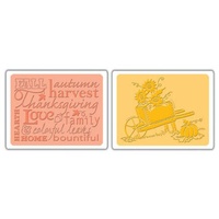 Sizzix Textured Impressions Embossing Folders 2PK Autumn Sunflowers Set 656653