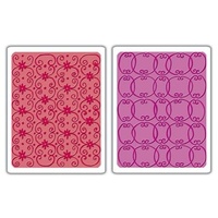 Sizzix Textured Impressions Embossing Folders 2PK Flower Vine & Twizzle Set 656799