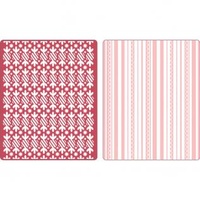 Sizzix Textured Impressions Embossing Folders 2PK by Basic Grey Peppermint Twists & Scallops Set Folders 657063