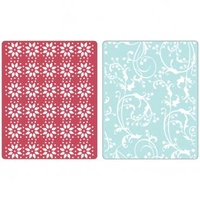 Sizzix Textured Impressions Embossing Folders 2PK by Basic Grey Sugar & Starry Night Set 657066