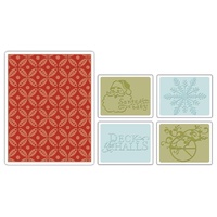 Sizzix Textured Impressions Embossing Folders 5PK Santa Baby Set 657262