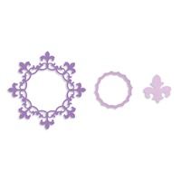 Sizzix Framelits Die Set 3PK Frame, Circle w/Fleur de Lis Edging 657904