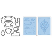 Sizzix Framelits Die Set 8PK w/Textured Impressions Ornament Set 657974