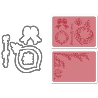 Sizzix Framelits Die Set 5PK w/Textured Impressions Pinecone & Ornament Set 657975