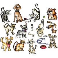 Sizzix Framelits Tim Holtz Die Set 19PK Mini Crazy Cats & Dogs 661594