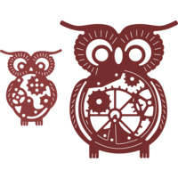 Cheery Lynn Designs B383 Owls with Gears (Set of 2) Speampunk Series