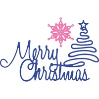 Cheery Lynn Designs B477 Merry Christmas with Tree Sentiment (Set of 2) Dies