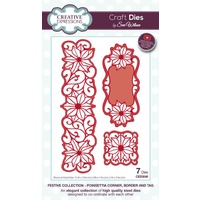 Sue Wilson Dies Festive Collection Poinsettia Corner, Border and Tag CED3048