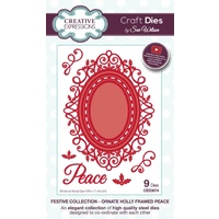 Sue Wilson Dies Festive Collection Ornate Holly Framed Peace CED3074