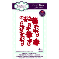 Sue Wilson Dies Festive Collection Poinsettia Flourish & Corner CED3109