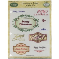 Justrite Clear Stamps Christmas Antique Labels One 14pc FREE SHIPPING