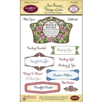 Justrite Clear Stamps - Just Because Vintage Labels 18pcs FREE SHIPPING
