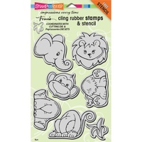 Stampendous Fran's Cling Stamps & Stencil Jungle Friends FREE SHIPPING