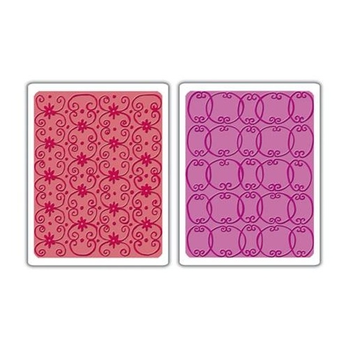 Sizzix Textured Impressions Embossing Folders 2PK Flower Vine & Twizzle