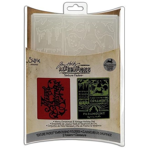 Sizzix Tim Holtz Embossing Folders Merry Christmas & Vintage Holiday 656945